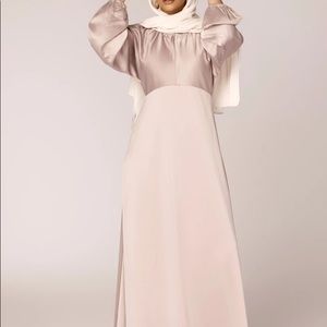 Satin Mink Batwing Long Sleeve Maxi Dress Modest
